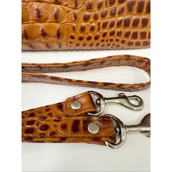 Eric Brand Brown Alligator Embossed Large Travel Tote Work Bag Bamboo Handle - Picture 12 of 12